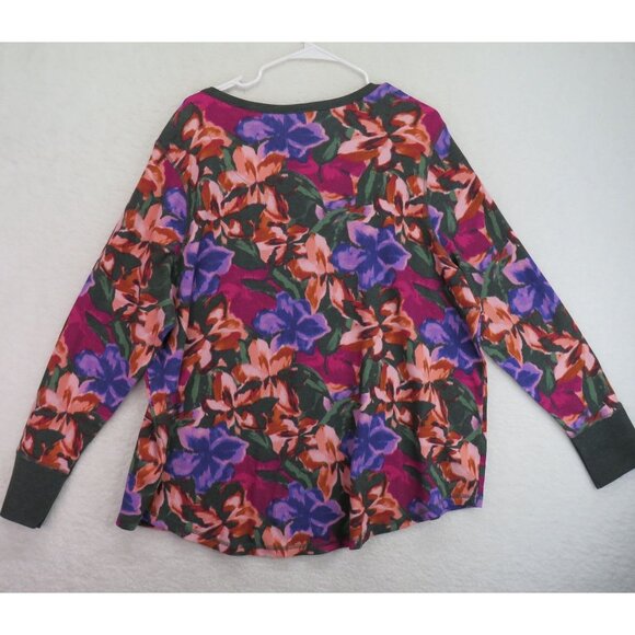 Terra Sky Shirt Womens Size 3X Floral Long Sleeve Thermal Henley Top New - Picture 3 of 9